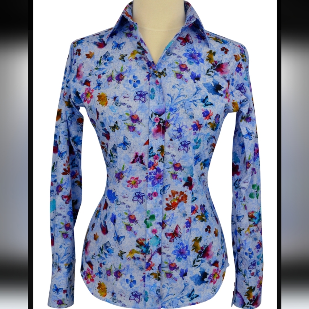 C.D. Rigden & Son English Country Classics Watercolor Floral Button Down Shirt